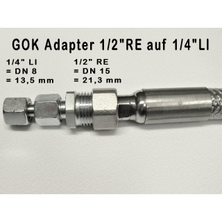 GOK Adapter 1/2REx1/4LI Gassicherheitsschlauch auf Anschluss Propangas Grill 
